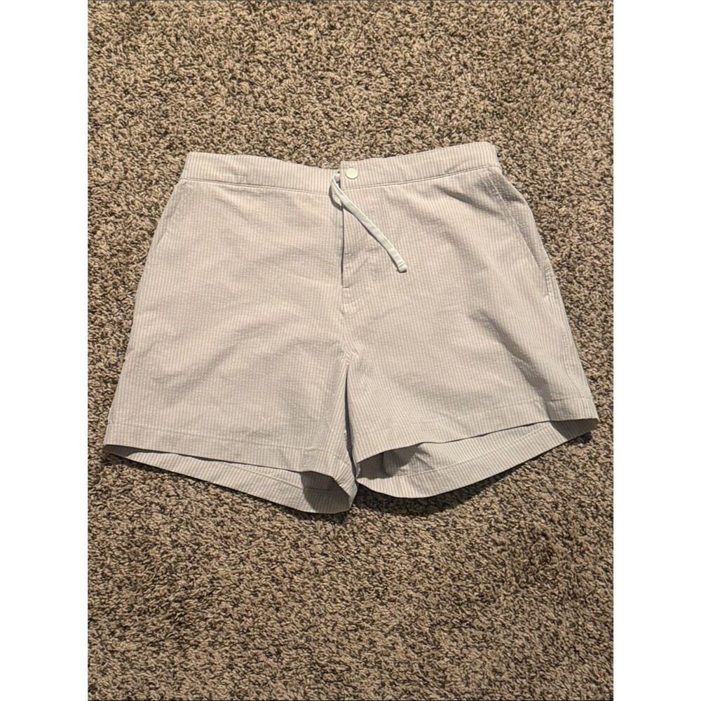 Abercrombie Fitch Seersucker Pull on Shorts women S Small NWOT Cream Tan Stripe